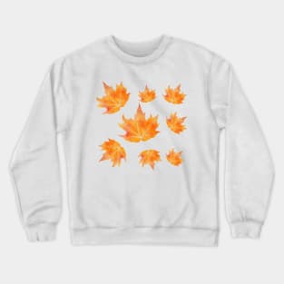 Beautiful Orange Watercolor Autumn Leaves Falling Crewneck Sweatshirt